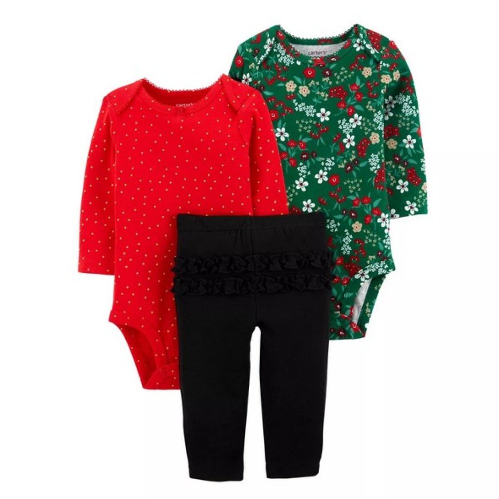 Baby Girl Carter's 3-Piece Floral Holiday Outfit Set - Picture 1 of 8
